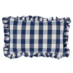 Camden Cotton Check Pillow - Navy Schumacher Camden Cotton Check Pillow in Navy