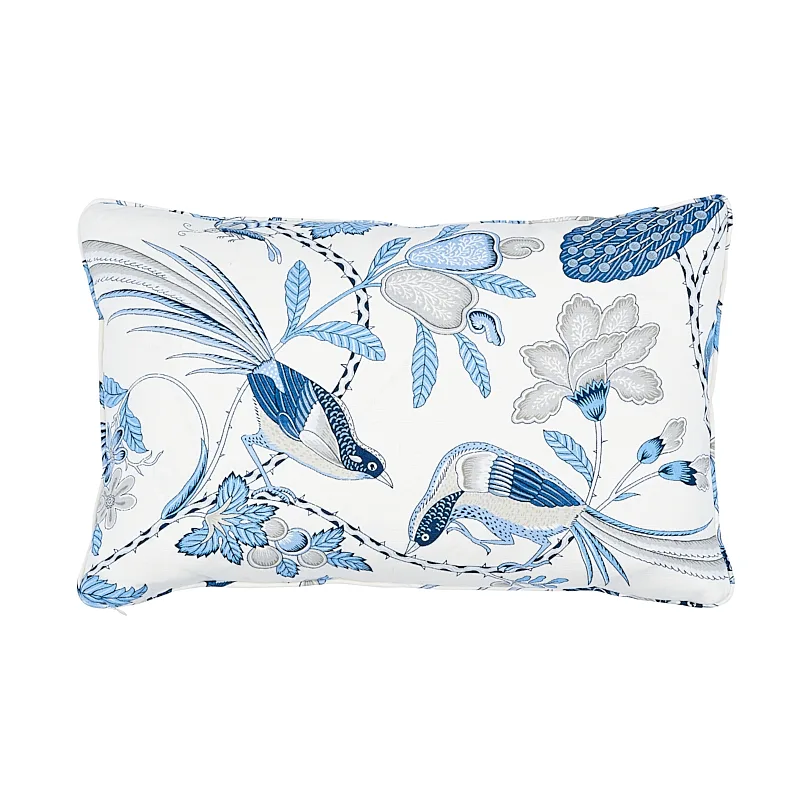 Schumacher Campagne Pillow in Bleu & Gris (SO17595217)