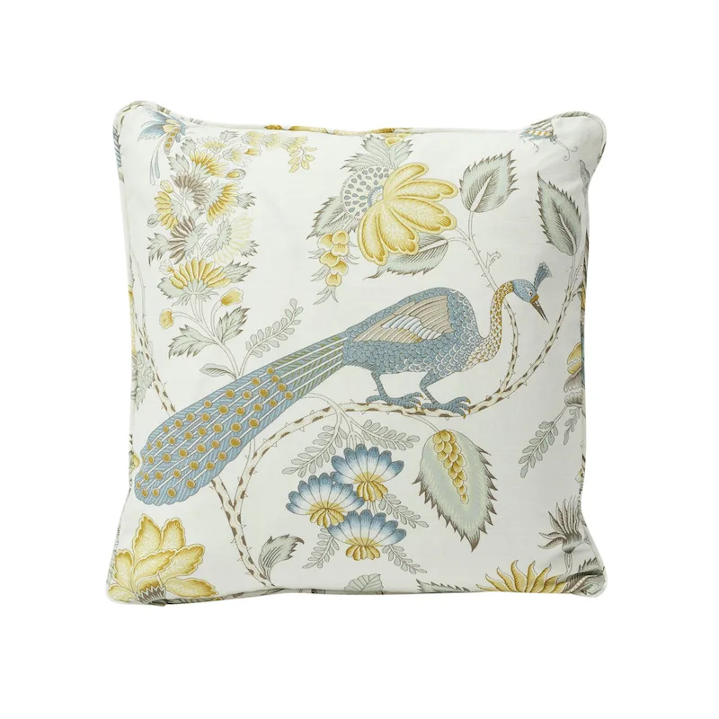 Schumacher Campagne Pillow in Cadet & Citron