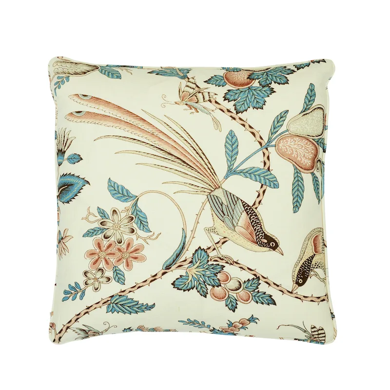 Schumacher Campagne Pillow in Peacock & Rouge (SO17595004)
