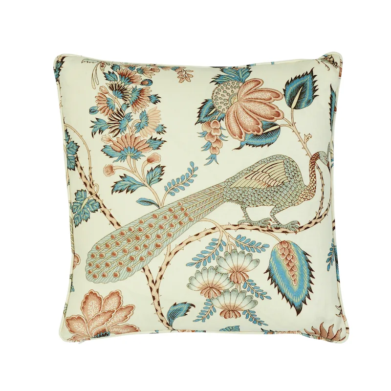 Schumacher Campagne Pillow in Peacock & Rouge (SO17595004)