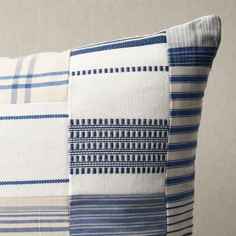 Schumacher Carlisle Patchwork Pillow in Indigo (SO8290006)