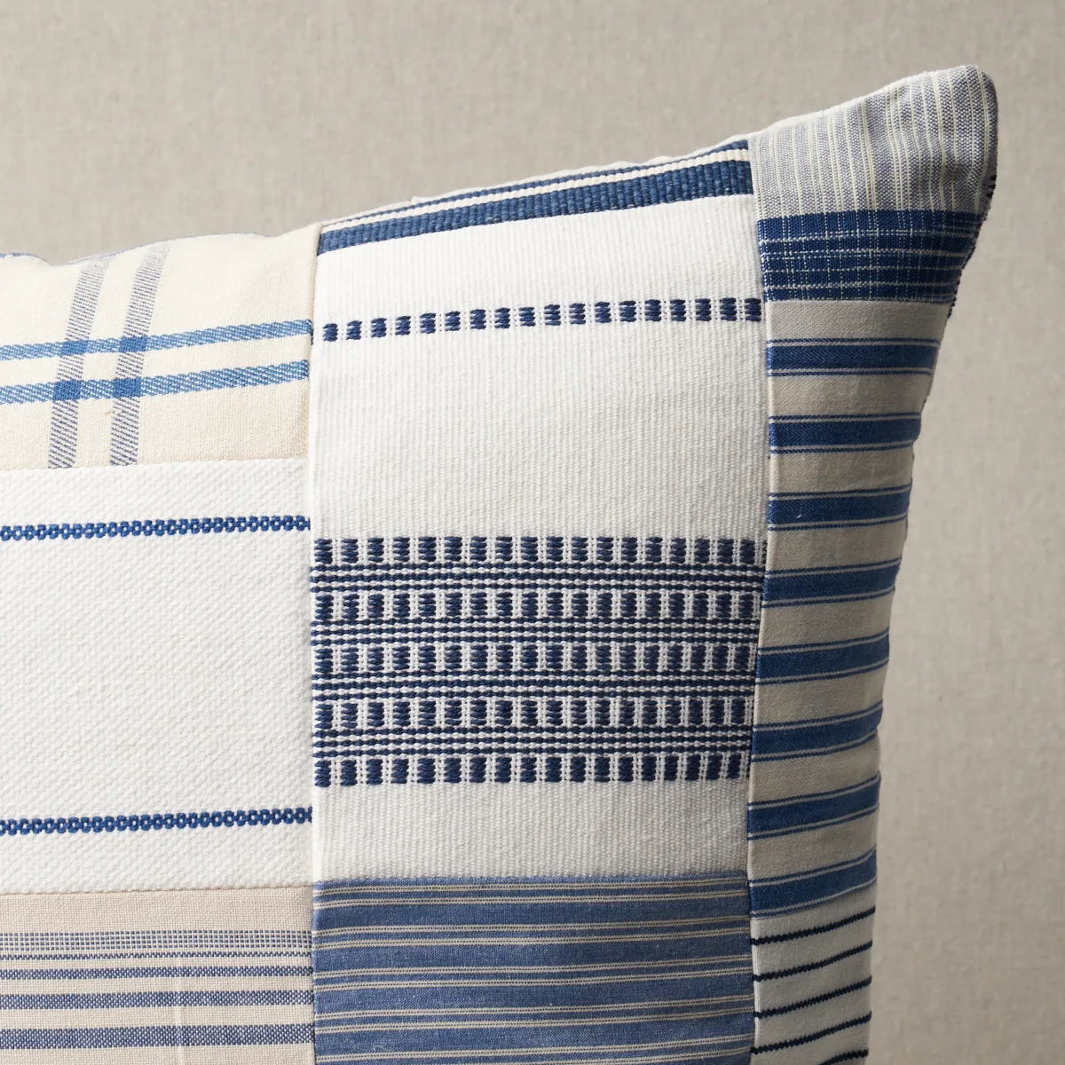 Schumacher Carlisle Patchwork Pillow in Indigo (SO8290006)