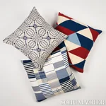 SO8290006 | Carlisle Patchwork Pillow - Indigo Schumacher Carlisle Patchwork Pillow in Indigo (SO8290006)