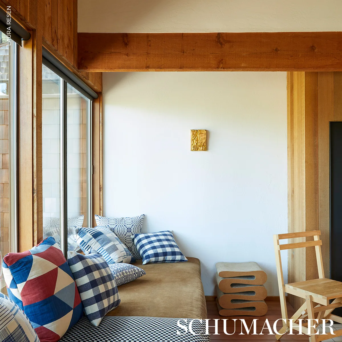 SO8290006 | Carlisle Patchwork Pillow - Indigo Schumacher Carlisle Patchwork Pillow in Indigo (SO8290006)