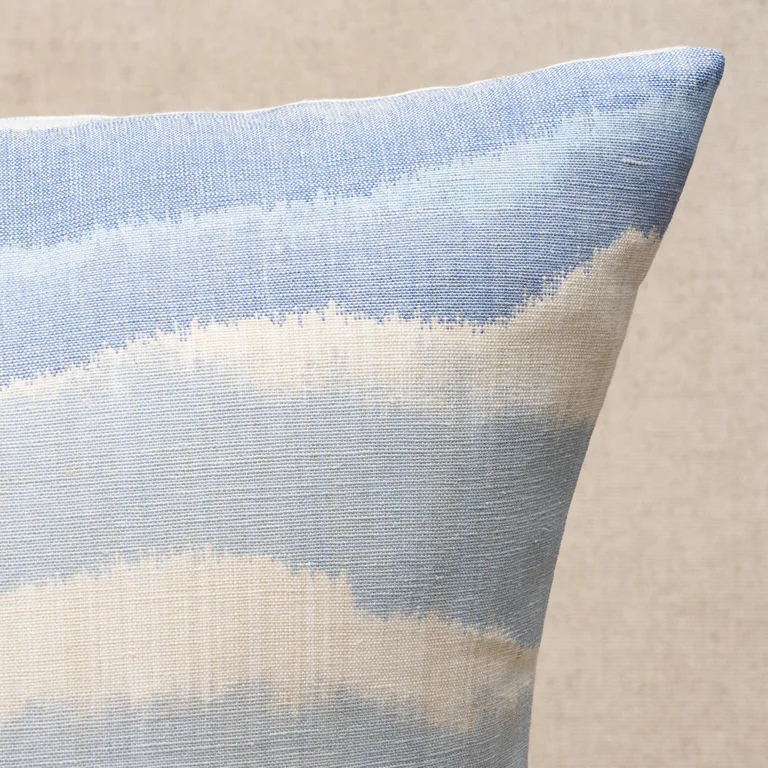 Schumacher Chandler Warp Print Pillow in Lagoon