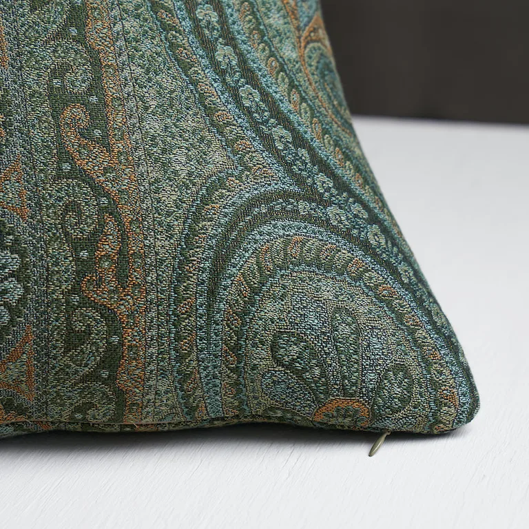 Schumacher Chatelaine Paisley Pillow in Jade (SO5077606)