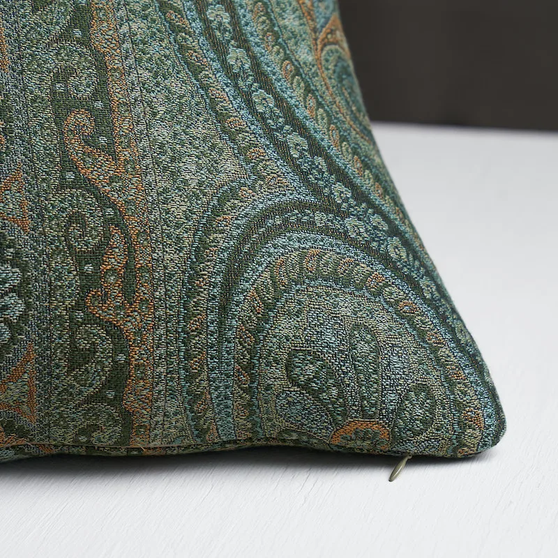Schumacher Chatelaine Paisley Pillow in Jade (SO5077606)