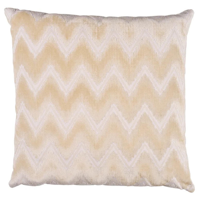 Schumacher Chevron Velvet Pillow in Champagne (SO7284406)