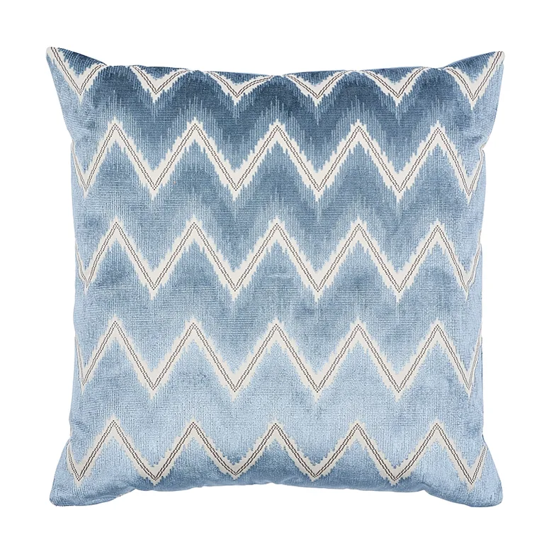 Schumacher Chevron Velvet Pillow in Mineral