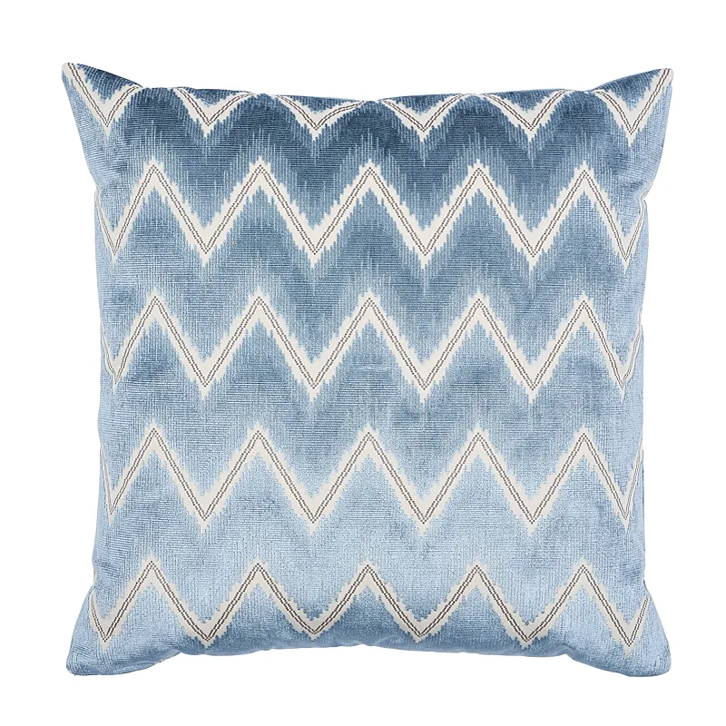 Schumacher Chevron Velvet Pillow in Mineral