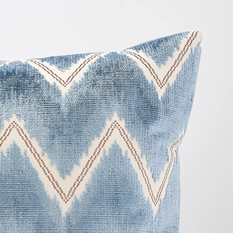 Schumacher Chevron Velvet Pillow in Mineral