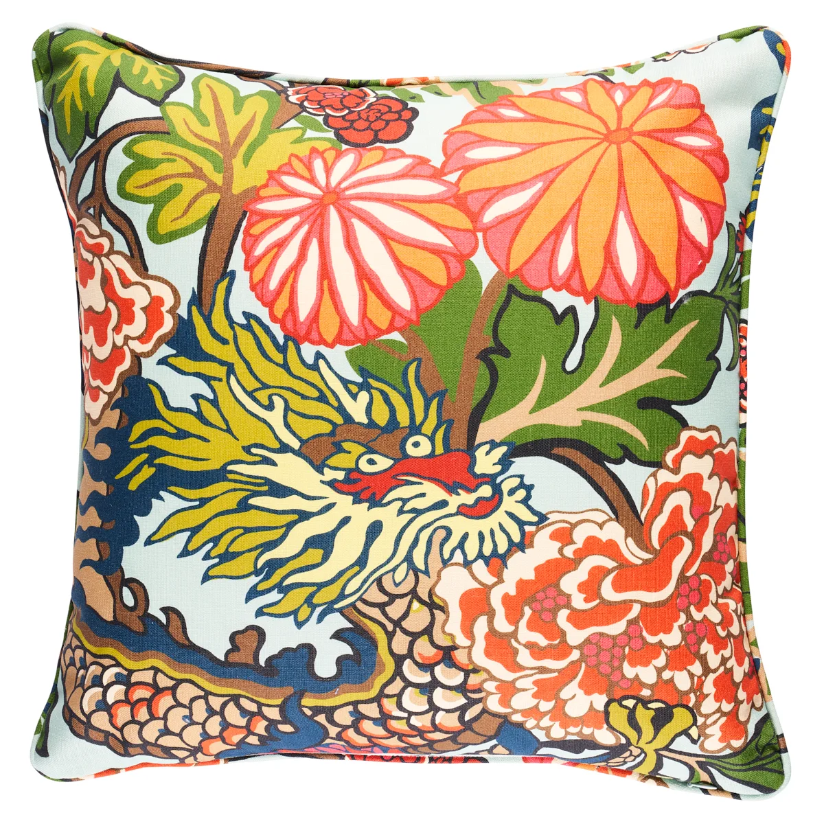 Schumacher Chiang Mai Dragon I/O Pillow in Aquamarine (SO17731004)