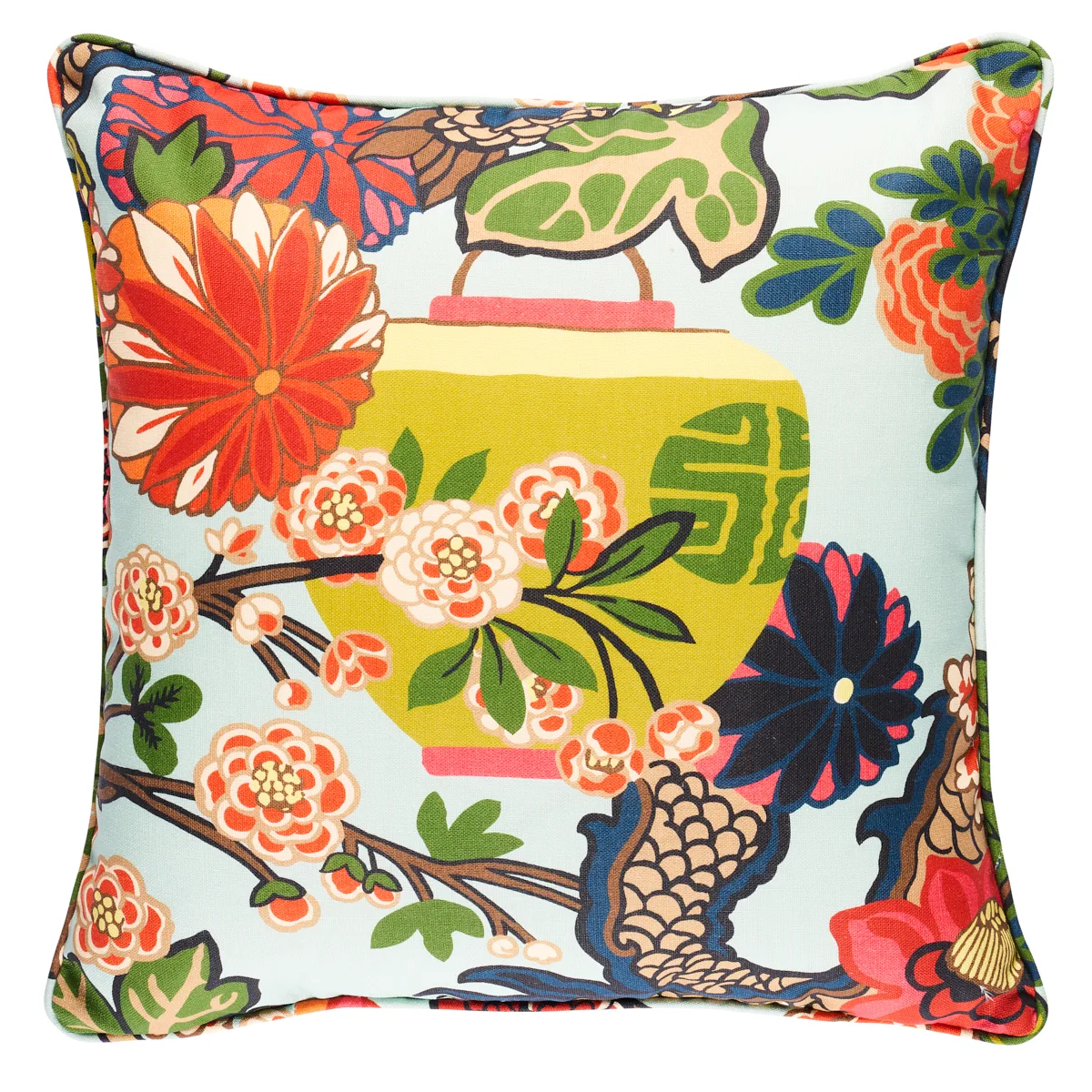 Schumacher Chiang Mai Dragon I/O Pillow in Aquamarine (SO17731004)