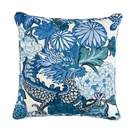 Schumacher Chiang Mai Dragon I/O Pillow in China Blue