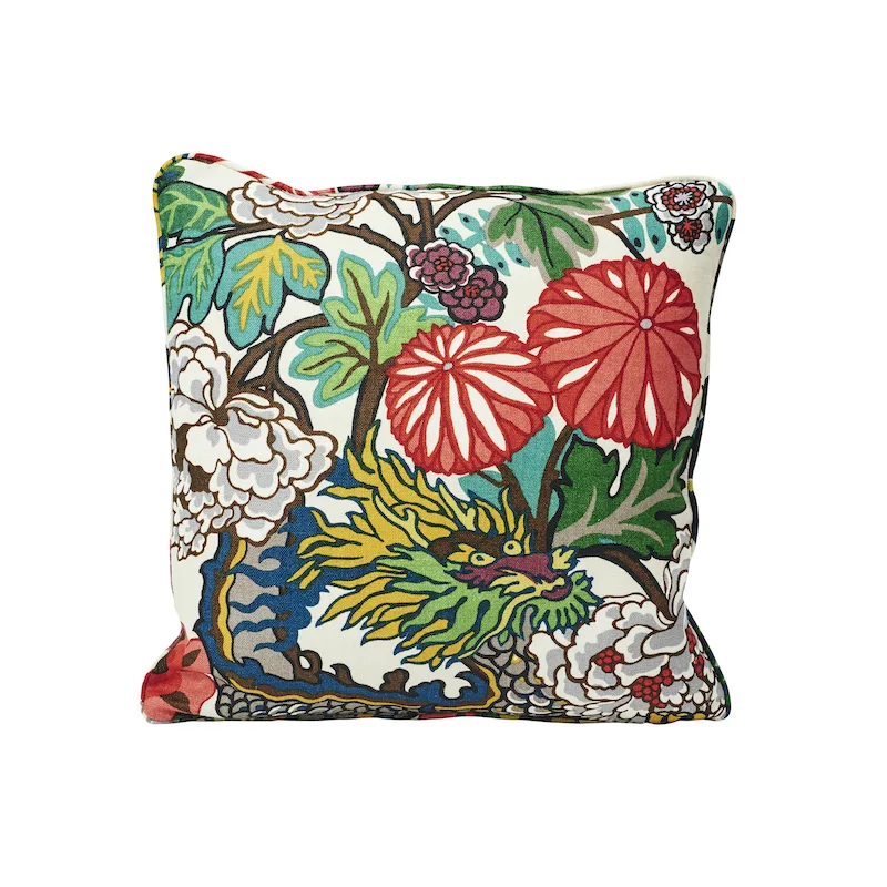 Schumacher Chiang Mai Dragon Pillow in Alabaster