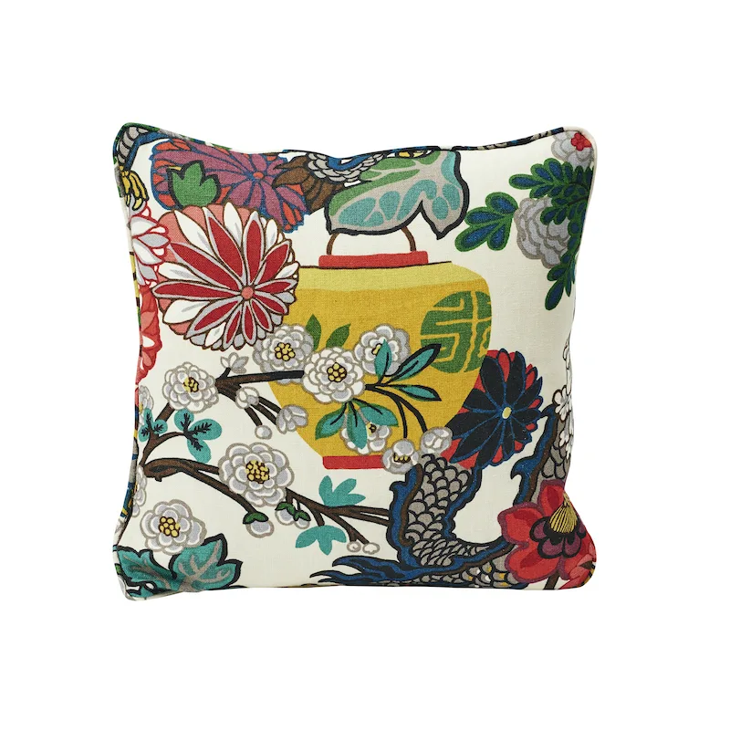 Schumacher Chiang Mai Dragon Pillow in Alabaster