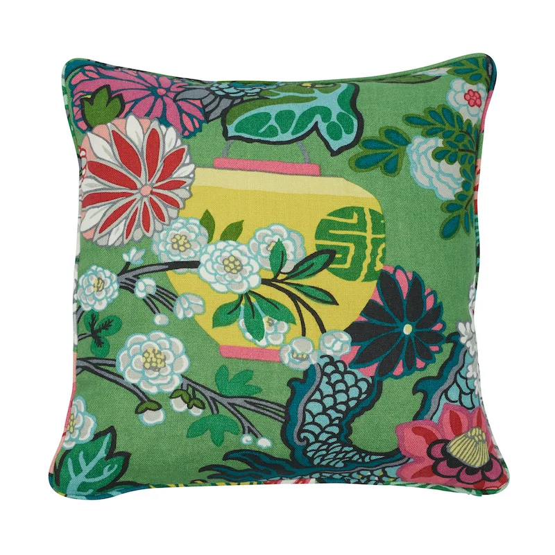 Schumacher Chiang Mai Dragon Pillow in Jade