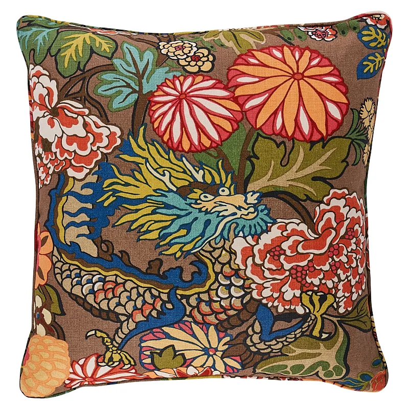 Schumacher Chiang Mai Dragon Pillow in Mocha (SO17327406)
