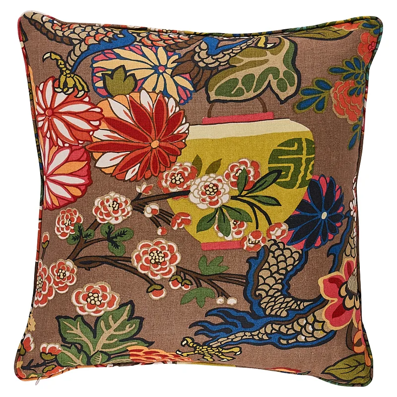 Schumacher Chiang Mai Dragon Pillow in Mocha (SO17327406)