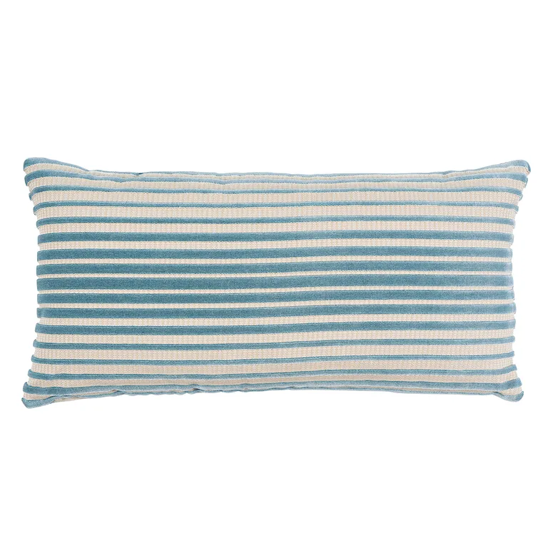 Schumacher Chimay Stripe Velvet pillow in Ciel (SO8215018)