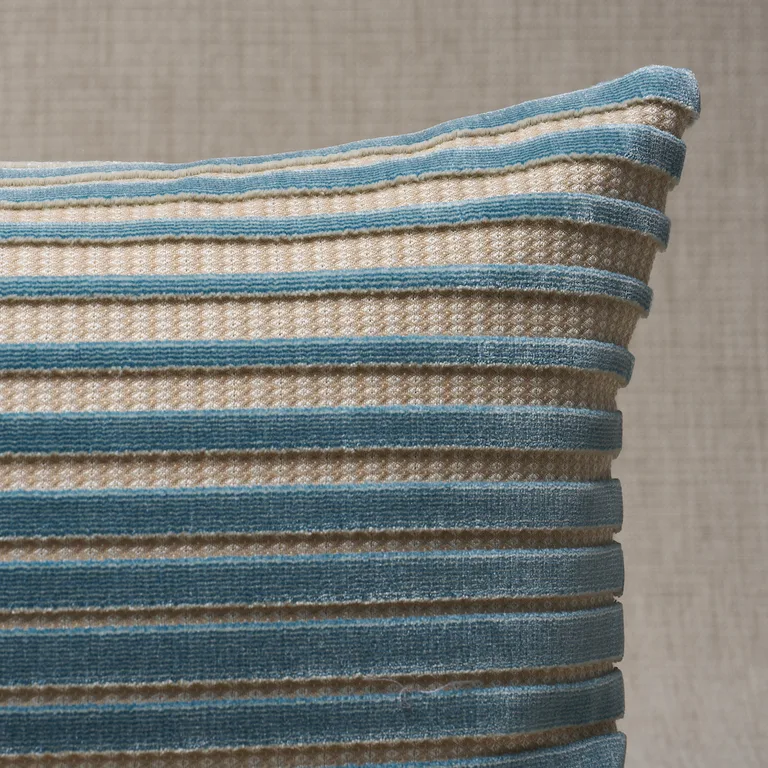 Schumacher Chimay Stripe Velvet pillow in Ciel (SO8215018)