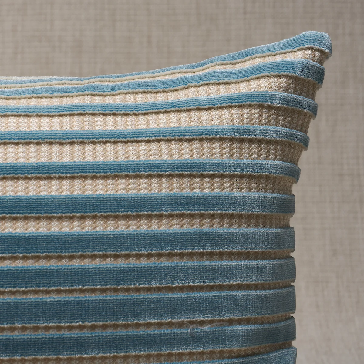 Schumacher Chimay Stripe Velvet pillow in Ciel (SO8215018)