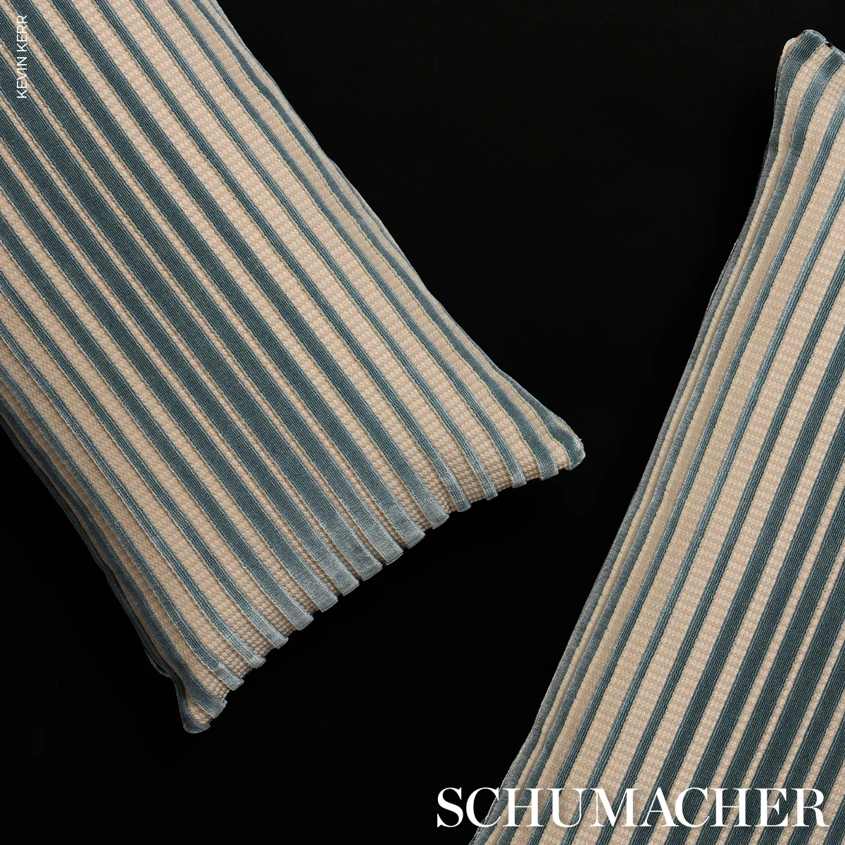 SO8215018 | Chimay Stripe Velvet - Ciel Schumacher Chimay Stripe Velvet pillow in Ciel (SO8215018)