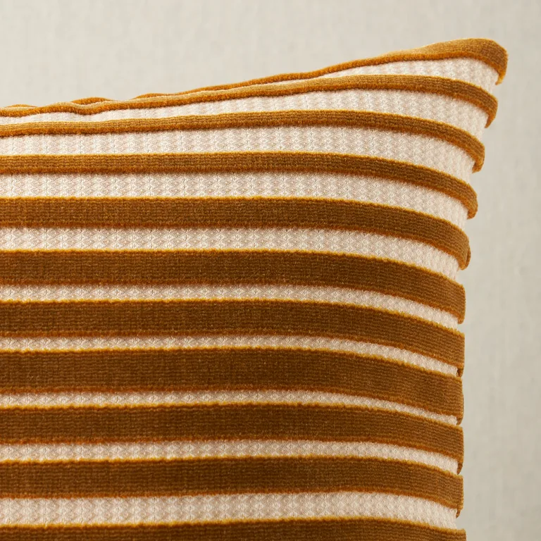 Schumacher Chimay Stripe Velvet Pillow in Bronze (SO8215118)