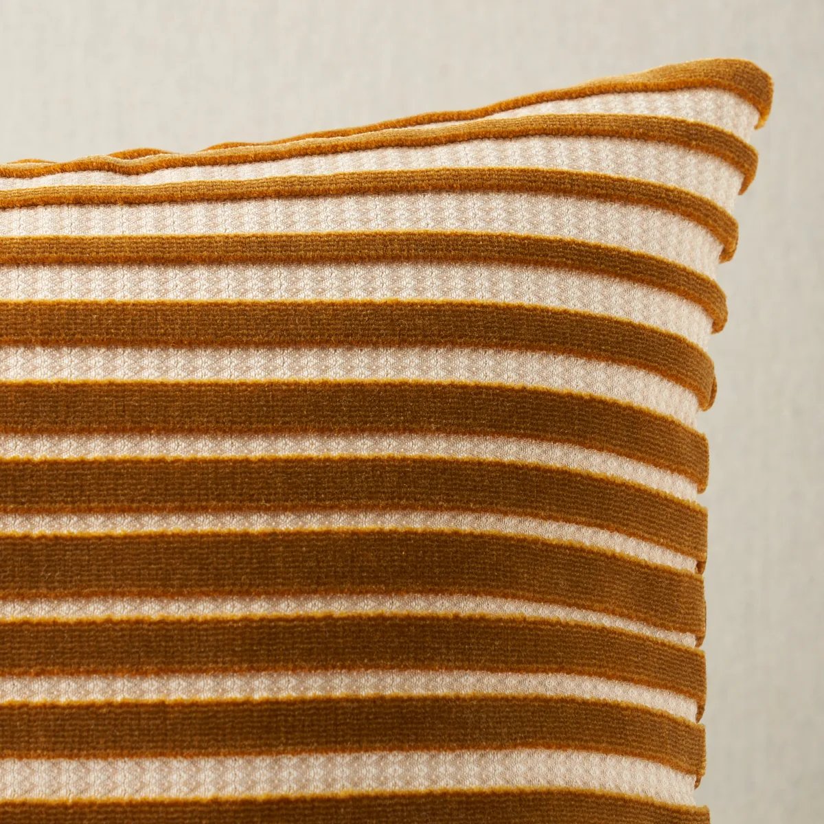 Schumacher Chimay Stripe Velvet Pillow in Bronze (SO8215118)