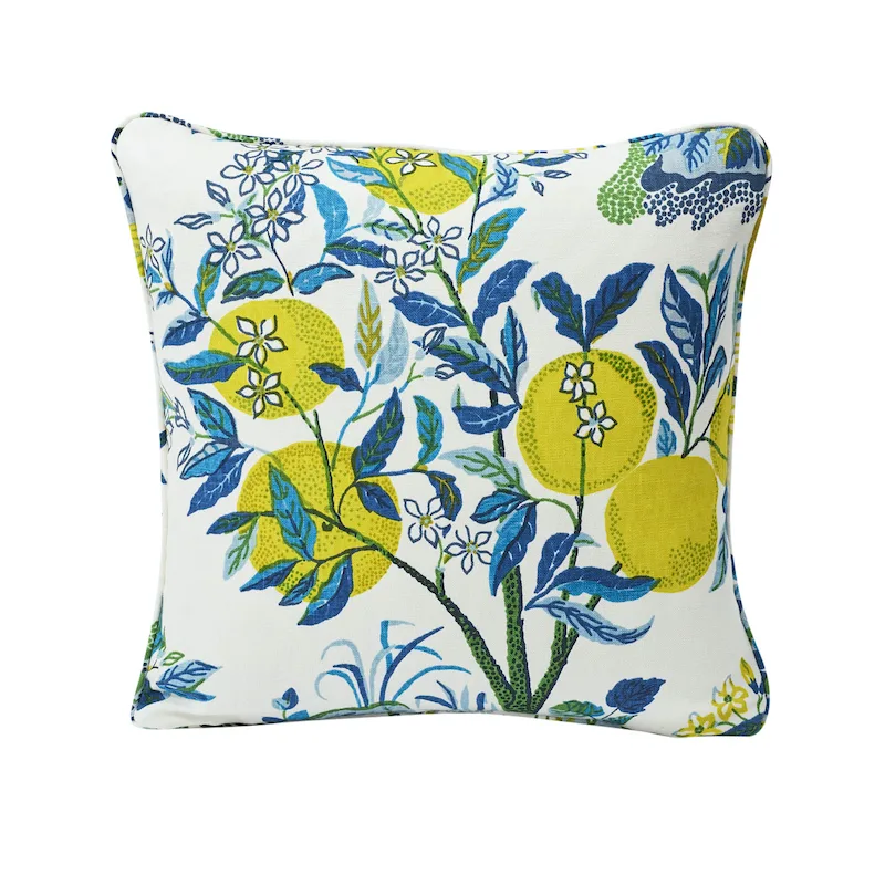 Schumacher Citrus Garden Pillow in Pool