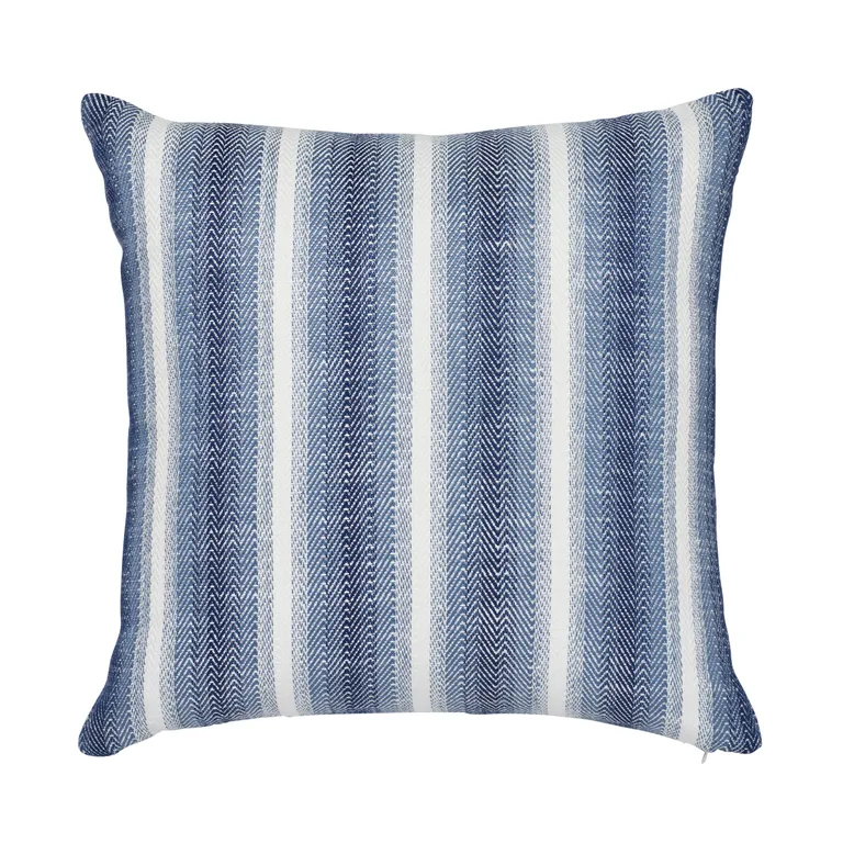 Schumacher Colada Stripe Pillow in Blue & White (SO7666005)