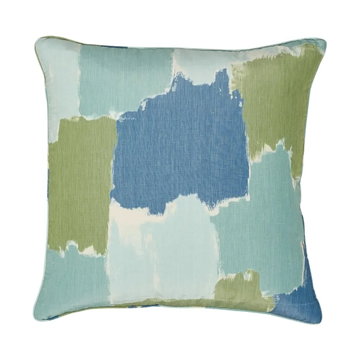 Schumacher Colorblock Ikat Pillow in Aqua (SO17847005)
