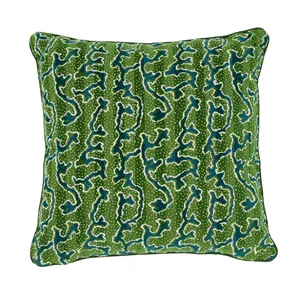 Schumacher Corail Velvet 20" Pillow in Emerald (SO7713005)