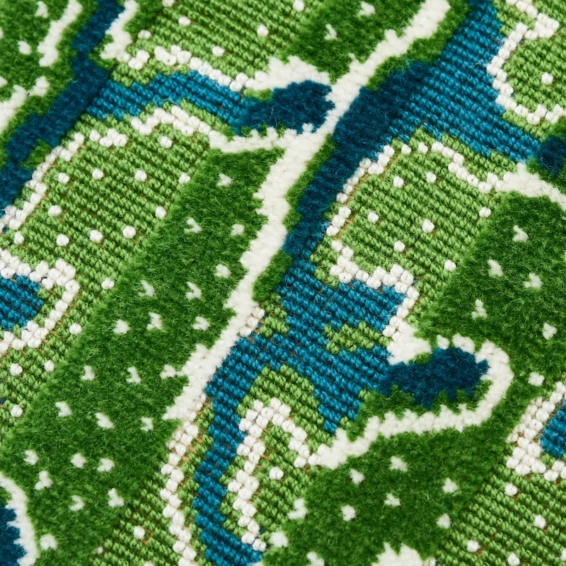 Schumacher Corail Velvet Pillow in Emerald Green (SO7713004)