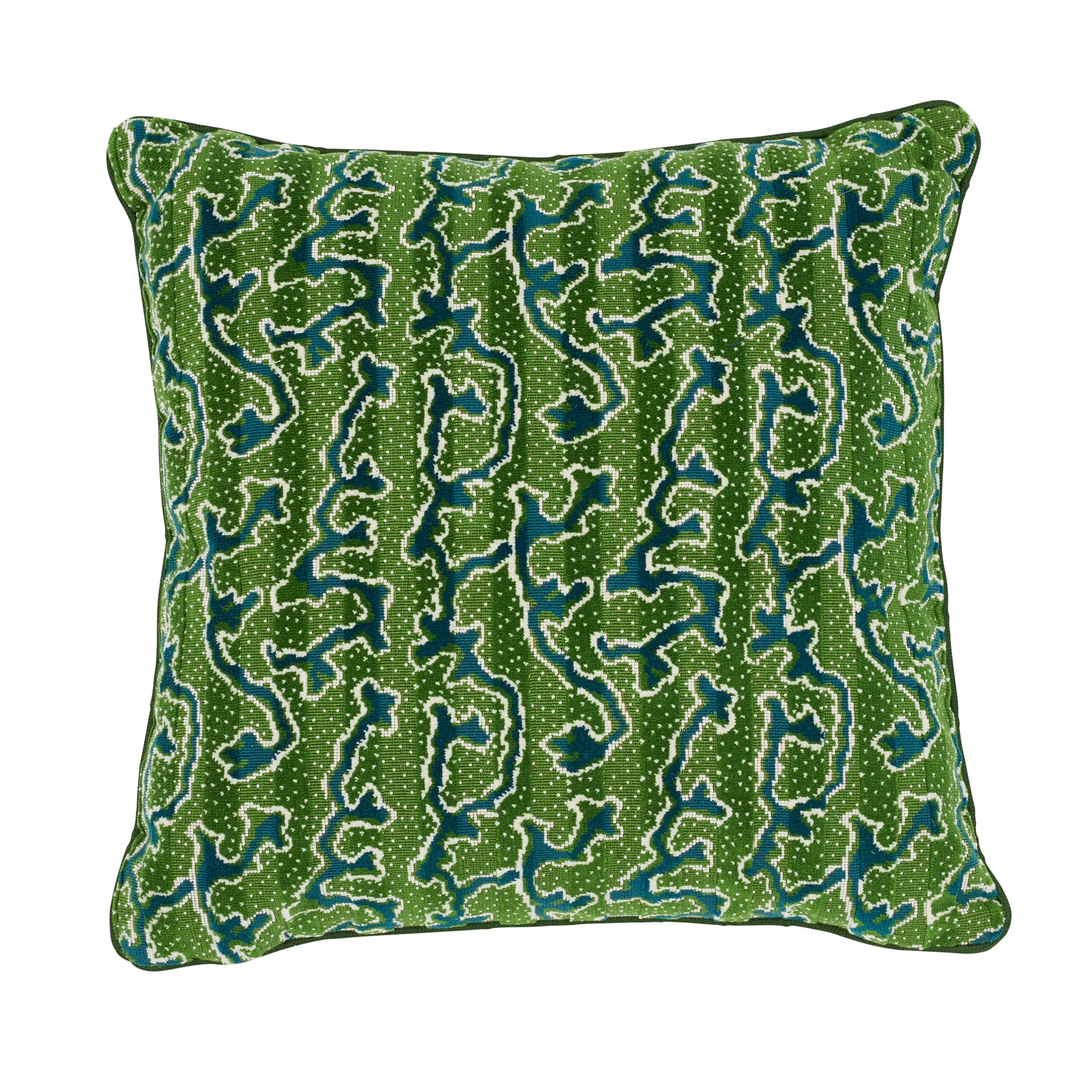 Schumacher Corail Velvet Pillow in Emerald (SO7713006)