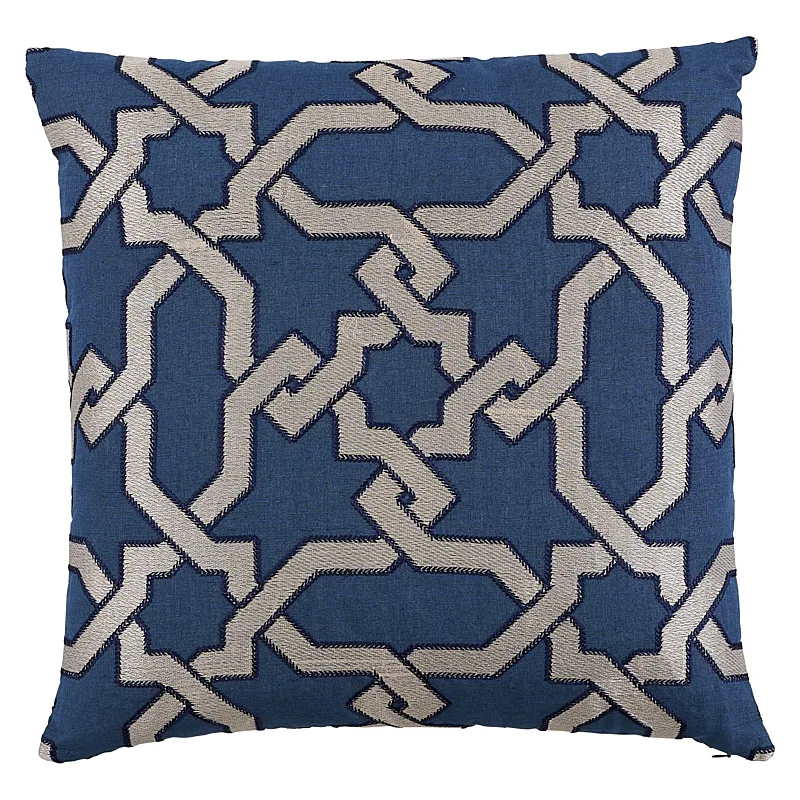 Schumacher Cordoba Embroidery Pillow in Indigo (SO6757006)