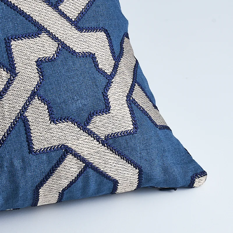 Schumacher Cordoba Embroidery Pillow in Indigo (SO6757006)