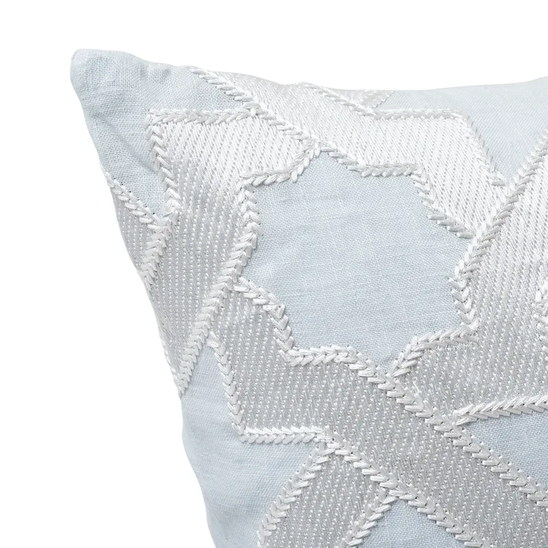 Schumacher Cordoba Embroidery Pillow in Mist (SO6757304)