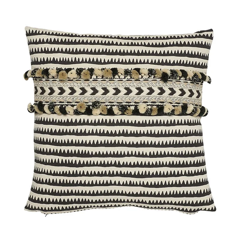 Schumacher Corfu Stripe Pillow in Black (SO17797104)