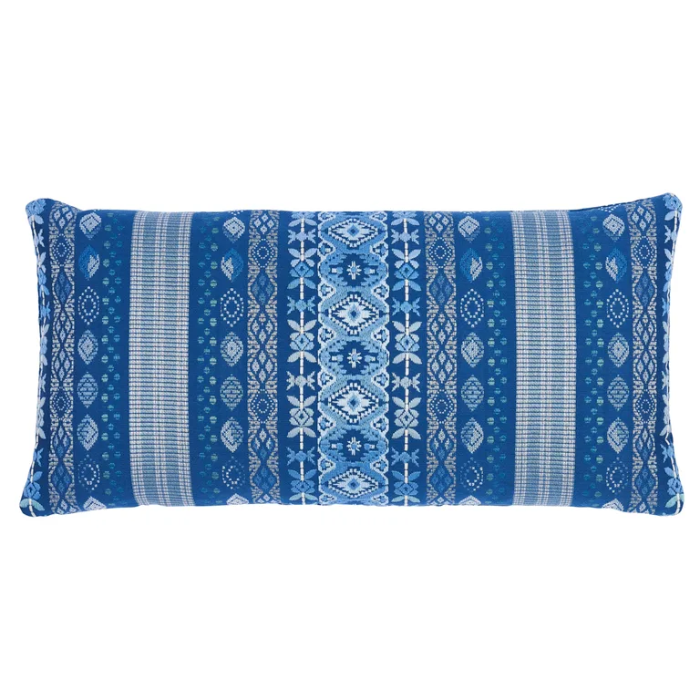 Schumacher Cosima Embroidery Pillow in Blue Multi (SO7968018)