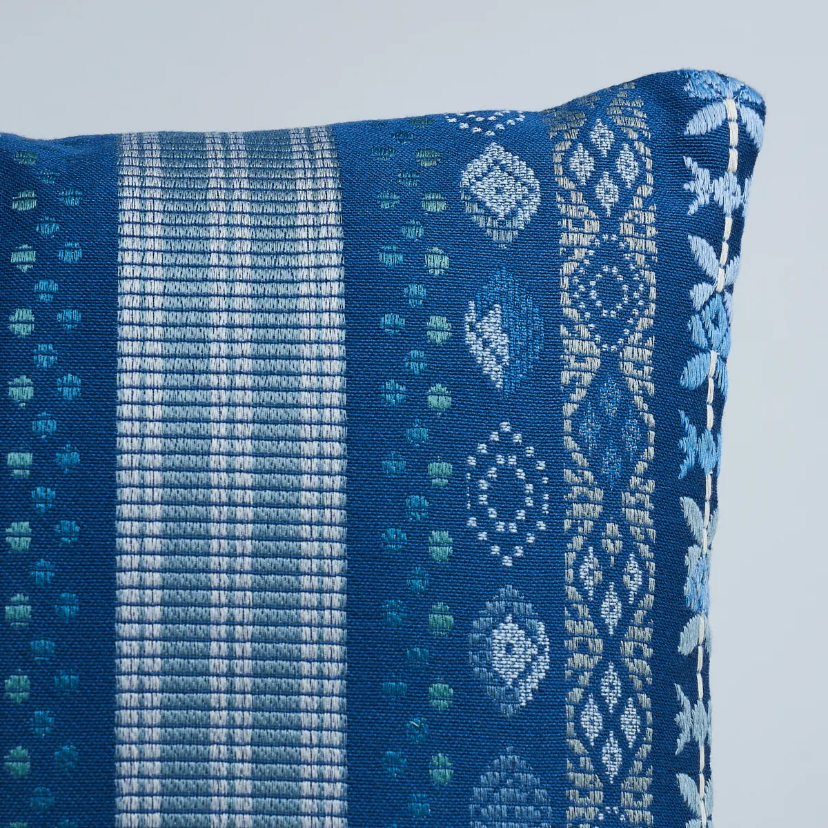 Schumacher Cosima Embroidery Pillow in Blue Multi (SO7968018)