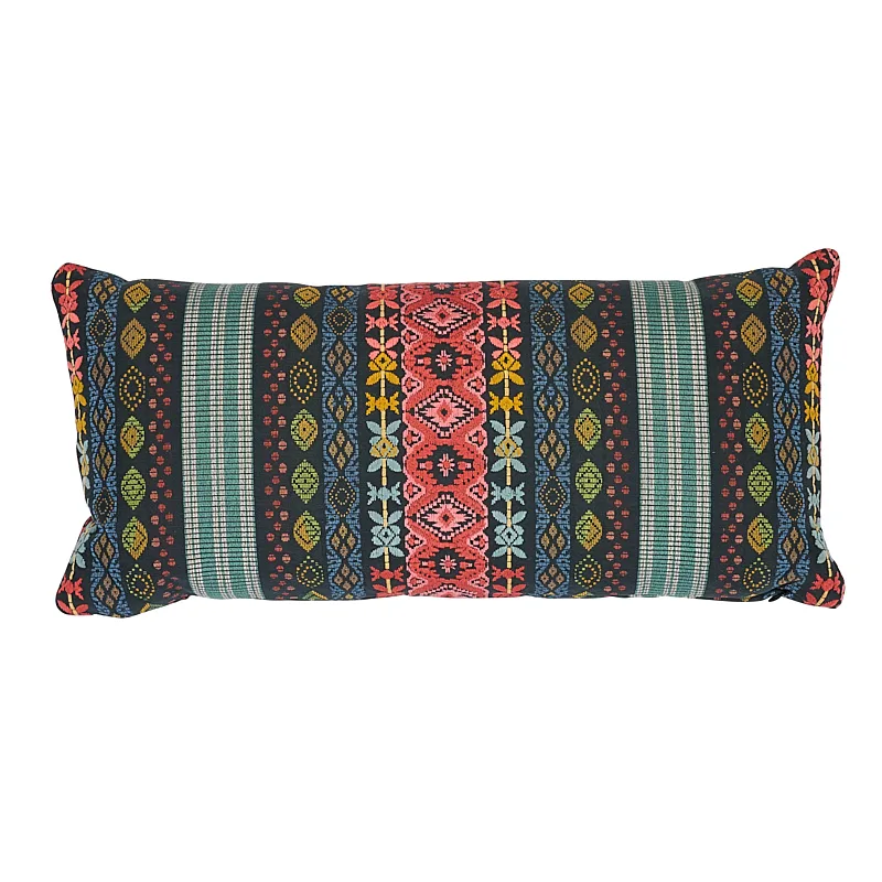 Schumacher Cosima Embroidery Pillow in Carbon Multi (SO7968118)
