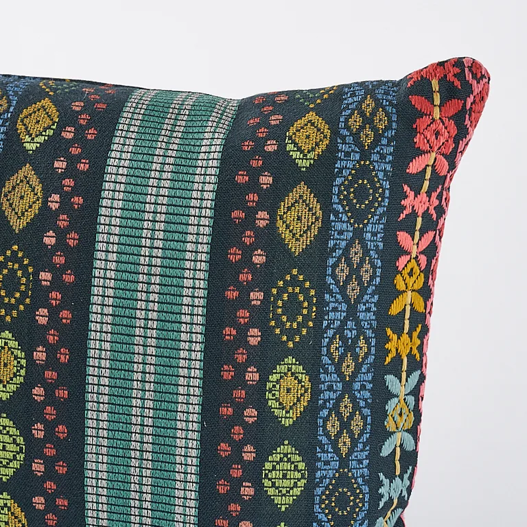 Schumacher Cosima Embroidery Pillow in Carbon Multi (SO7968118)