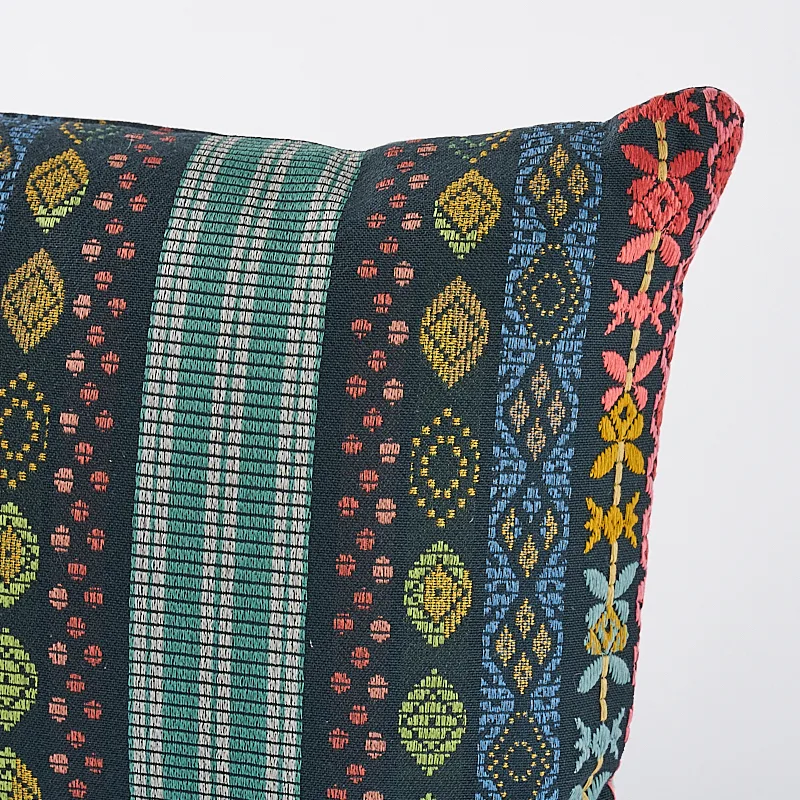 Schumacher Cosima Embroidery Pillow in Carbon Multi (SO7968118)