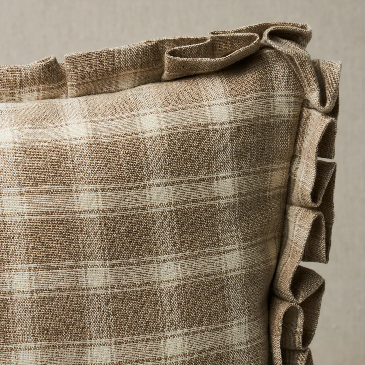 Schumacher Crawford Check Pillow in Flax