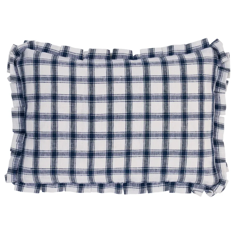 Schumacher Crawford Check Pillow in Indigo (SO8145113)