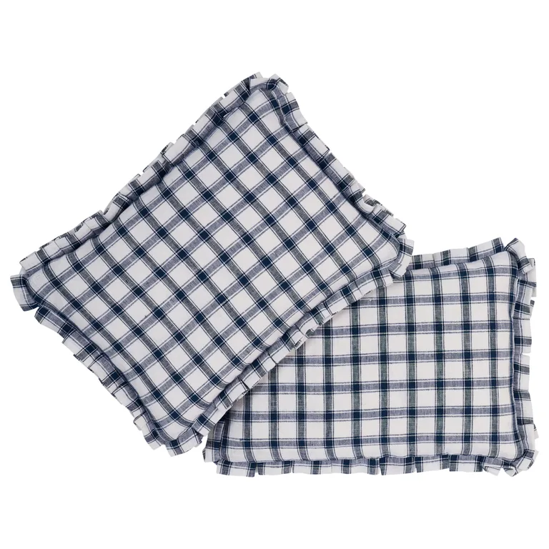 Schumacher Crawford Check Pillow in Indigo (SO8145113)