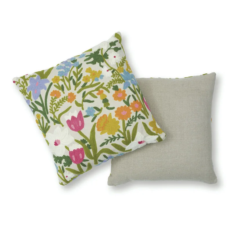 SO7829105 | Crewel Garden Pillow - Multi Schumacher Crewel Garden Pillow in Multi (SO7829105)