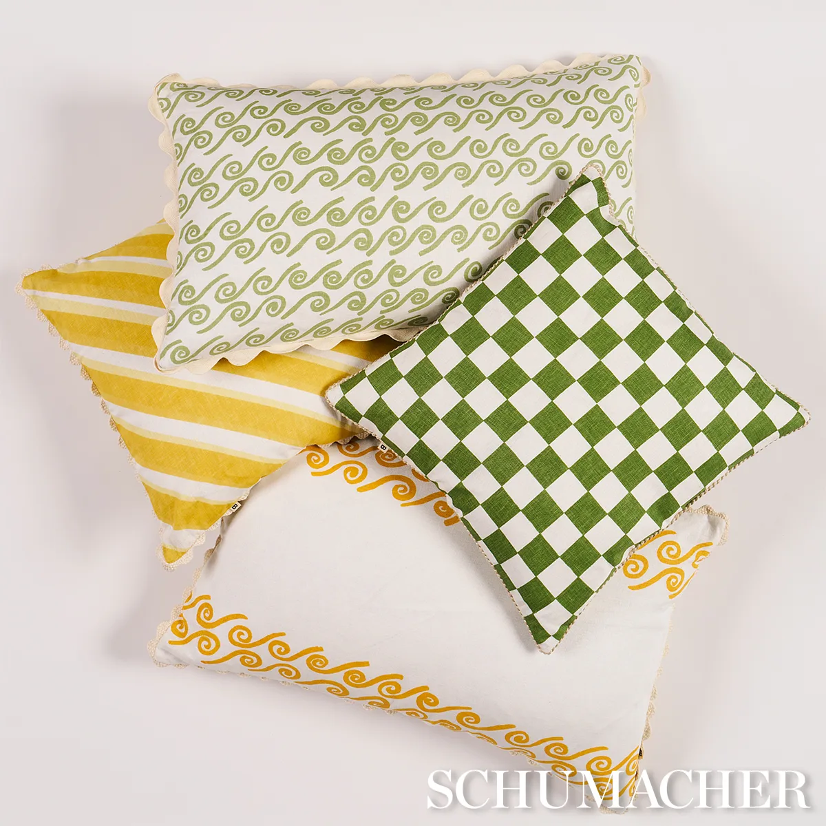 SO35845 | Curves Lumbar Pillow - Sage Schumacher Curves Lumbar Pillow in Sage (SO35845)